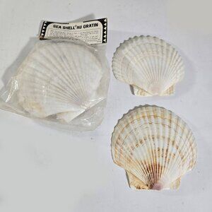 Vtg 6 Natural Sea Shell Scallop Clam Baking Dishes Elpo AuGratin Japan